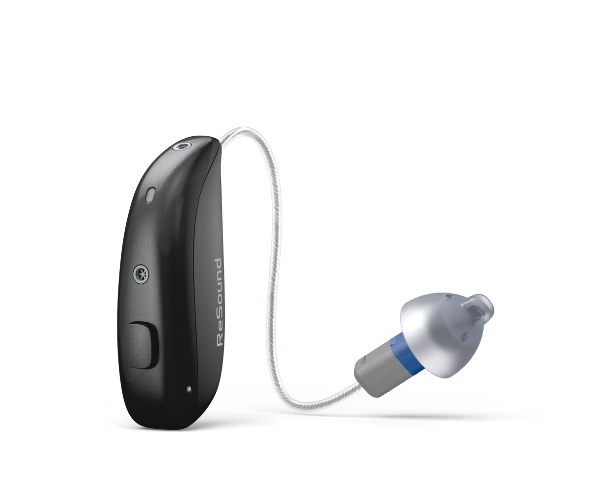 ReSound Sensia rechargeable microRIE hearing aid in Deep Black