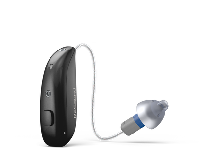 ReSound Sensia rechargeable microRIE hearing aid in Deep Black