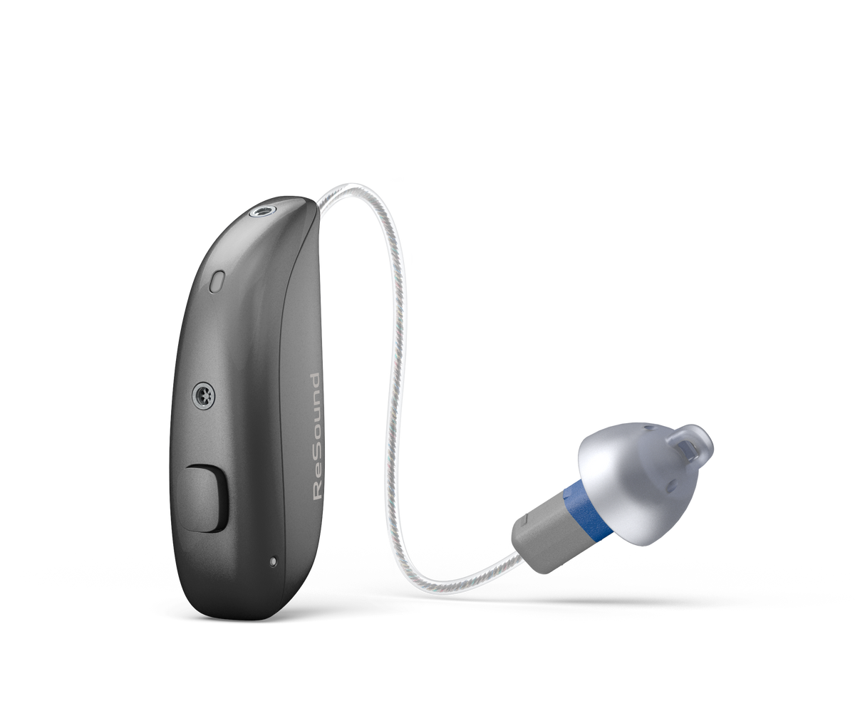 ReSound Sensia rechargeable microRIE hearing aid in Graphite