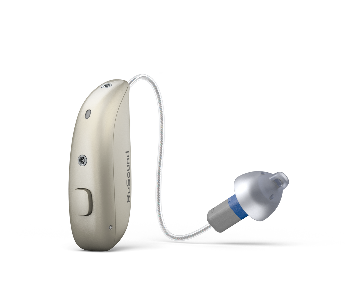 ReSound Sensia rechargeable microRIE hearing aid in Sand