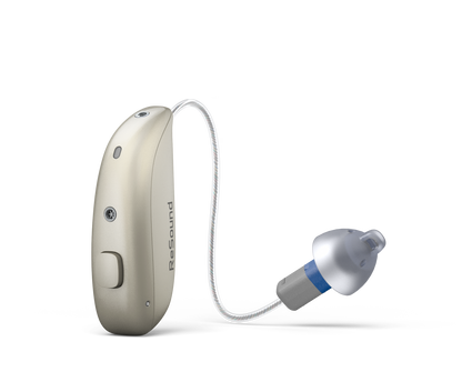 ReSound Sensia rechargeable microRIE hearing aid in Sand