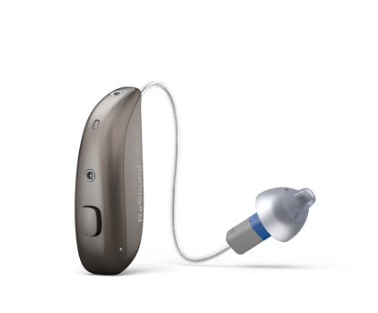 ReSound Sensia rechargeable microRIE hearing aid in Warm Grey
