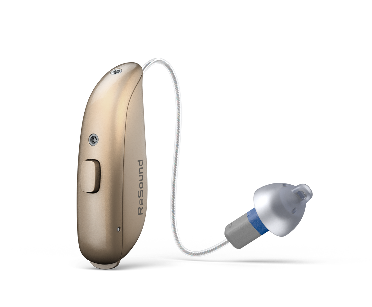 ReSound Sensia RIE 61 hearing aid with 312 battery in Gold