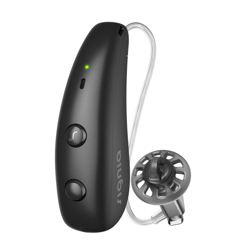 Signia Pure Charge and Go MaX hearing aid in Black