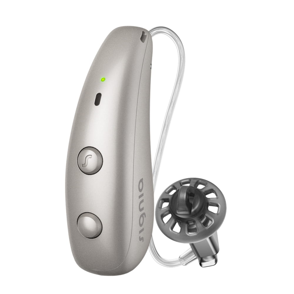 Signia Pure Charge and Go MaX hearing aid in Dark Champagne