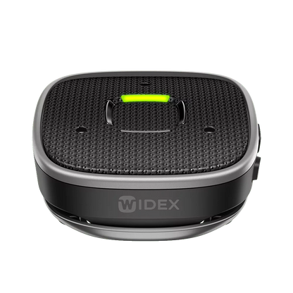 Widex Sound Assist accessory for Widex SmartRIC and Moment Sheer hearing aids, shown in packaging.