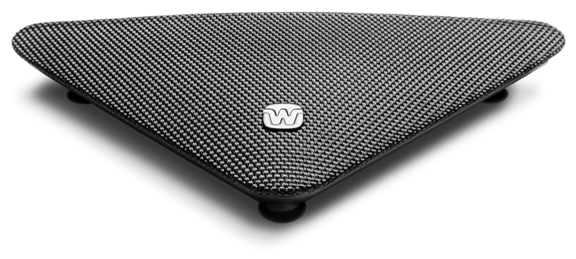 Widex TV Play 2 accessory for Allure and Moment Sheer hearing aids, transparent design with cables and control unit.