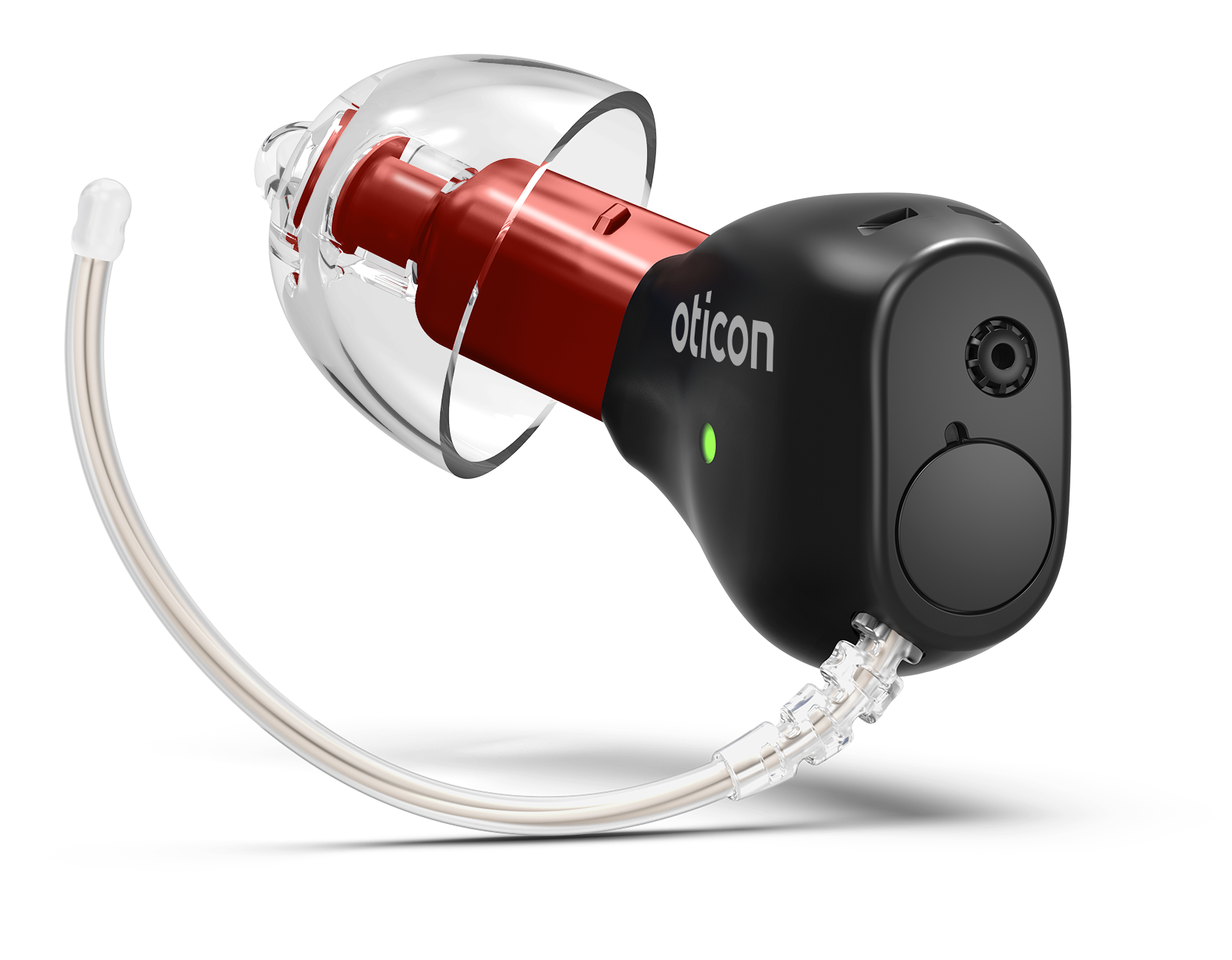 Oticon Zeal hearing aid, three-quarter view